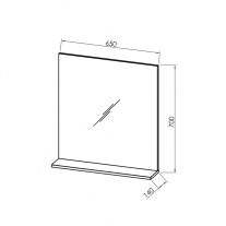 Oglinda cu etajera Kolpasan, Evelin, 65x70 cm, gri